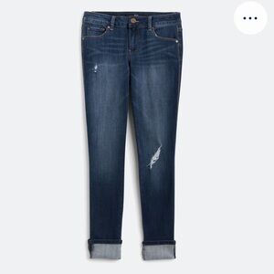 1822 Denim Distressed Dark Blue Ankle Jeans